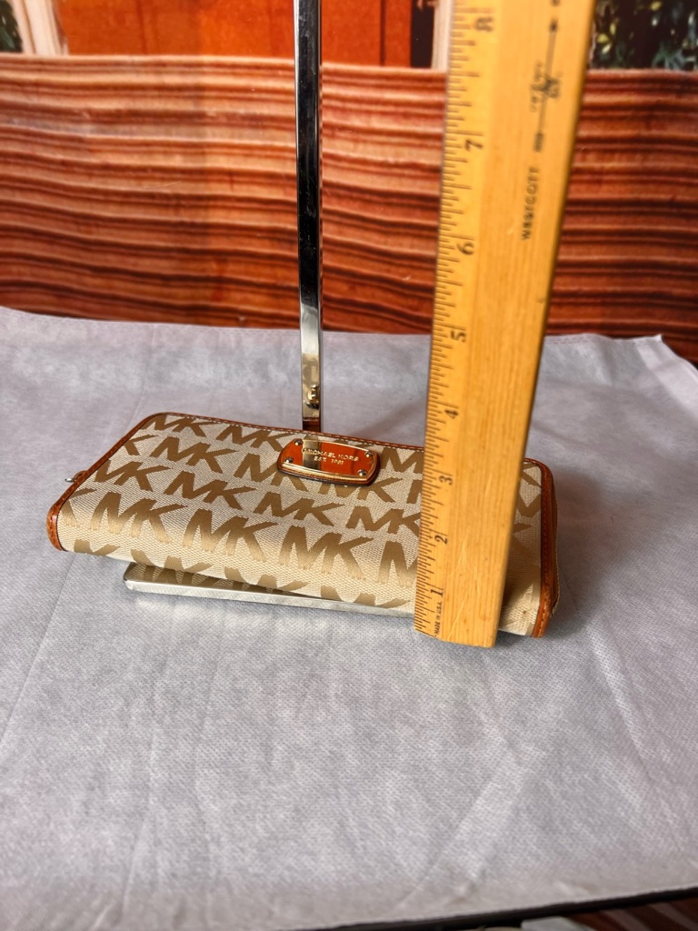 Michael Kors Jet Set Monogram Continental Long Zippy Wallet canvas leather trim - Picture 13 of 17